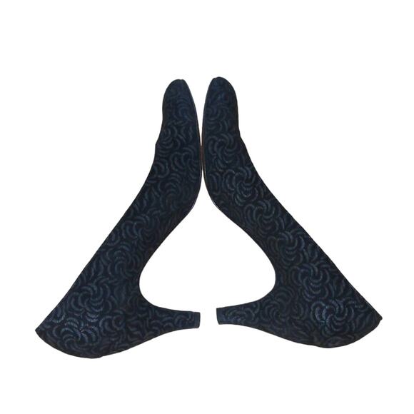 Salvatore Ferragamo Womens Classic Pump Heel Black Leather Abstract Slip On 6.5B - Picture 6 of 11